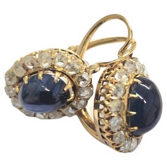 Antique Sapphire and Rose Cut Diamond Earrings