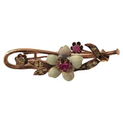 “Antique 1907 Russian Gold Brooch with Demantoid, Ruby, and Enamel”