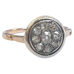 Antique Old Mine Cut Diamond Cluster Gold Ring