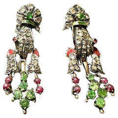 Victorian Hand Rose Cut Diamond Gold Earrings