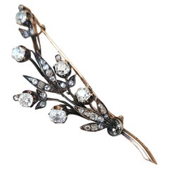 “Antique Russian 14k Gold Brooch, 2ct Old Mine Cut Diamonds, Circa 1880”