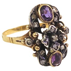 „Antiker Cocktailring aus 18-karätigem Gold mit Amethyst und Diamanten, 1889, Europa“