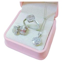  Baguette Cut Diamond White Gold Set