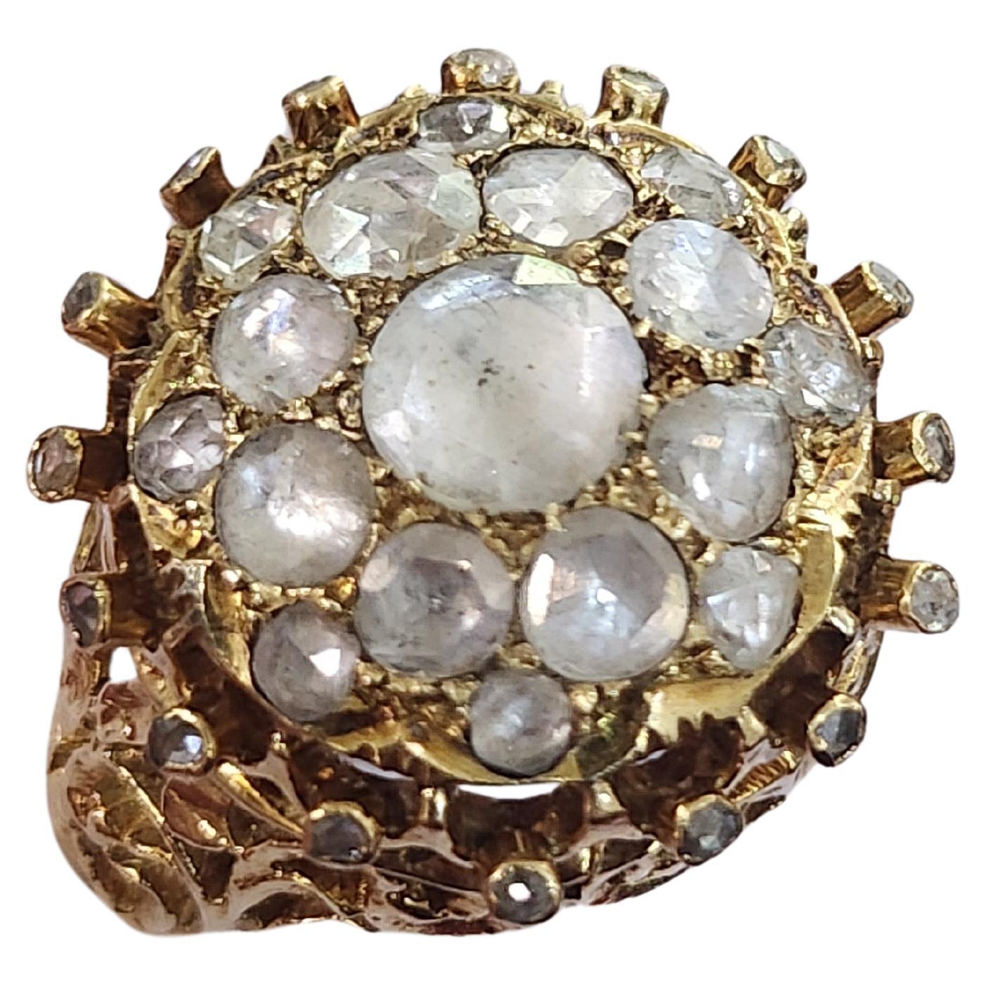 Anillo victoriano de diamantes talla rosa de 1,5 quilates