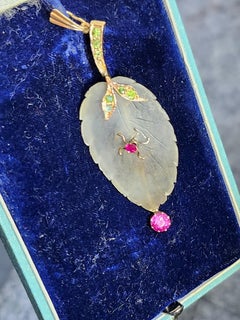 Antique Rock Crystal Demantoid Russian Brooch