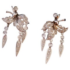Vintage Brillantschliff Diamant Blattgold Ohrring