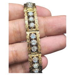 Bracelet victorien ancien à maillons avec diamants taille rose