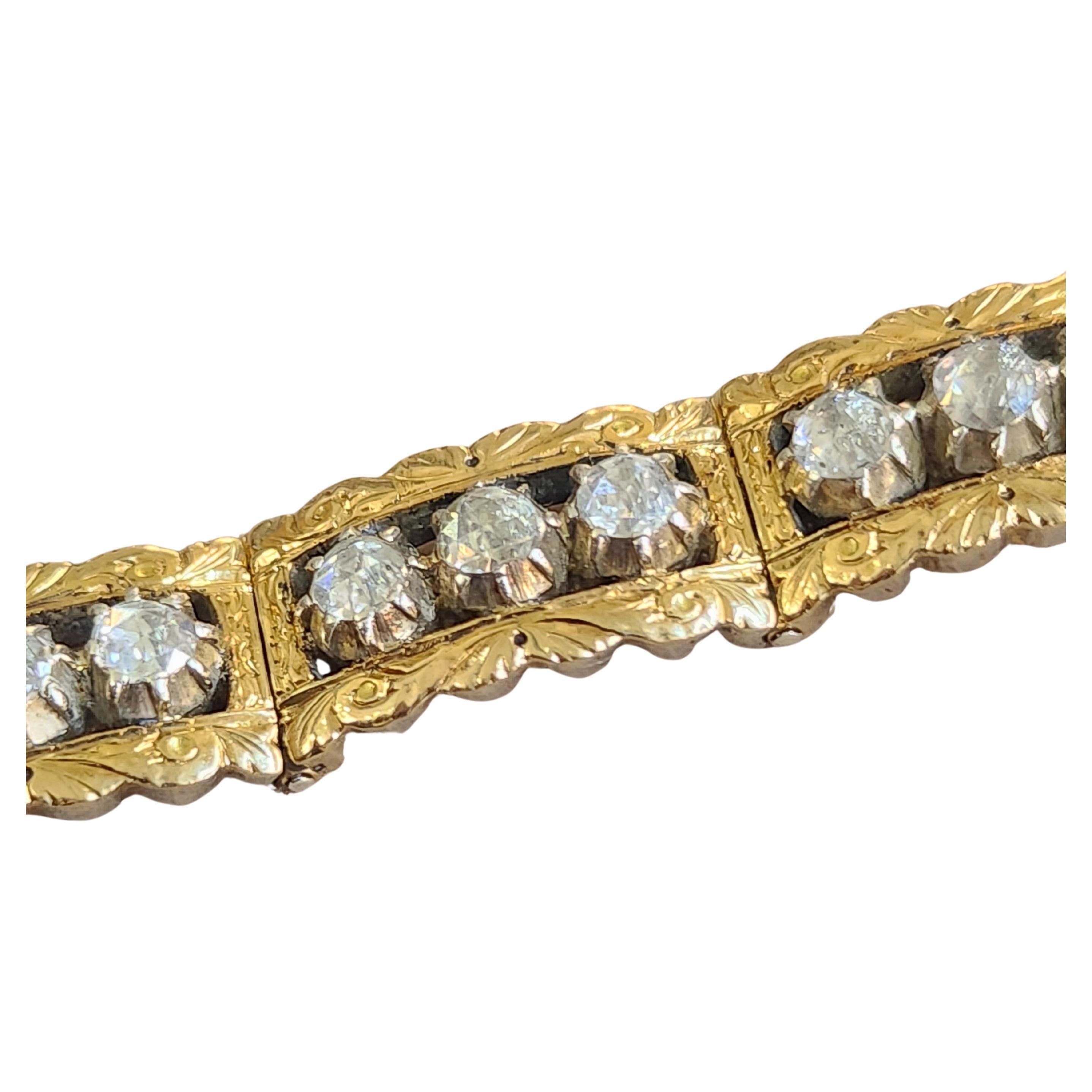 Antique Victorian Rose Cut Diamond Link Bracelet In Good Condition For Sale In Cairo, EG