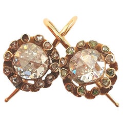 Pendientes de oro con diamantes talla rosa antiguos