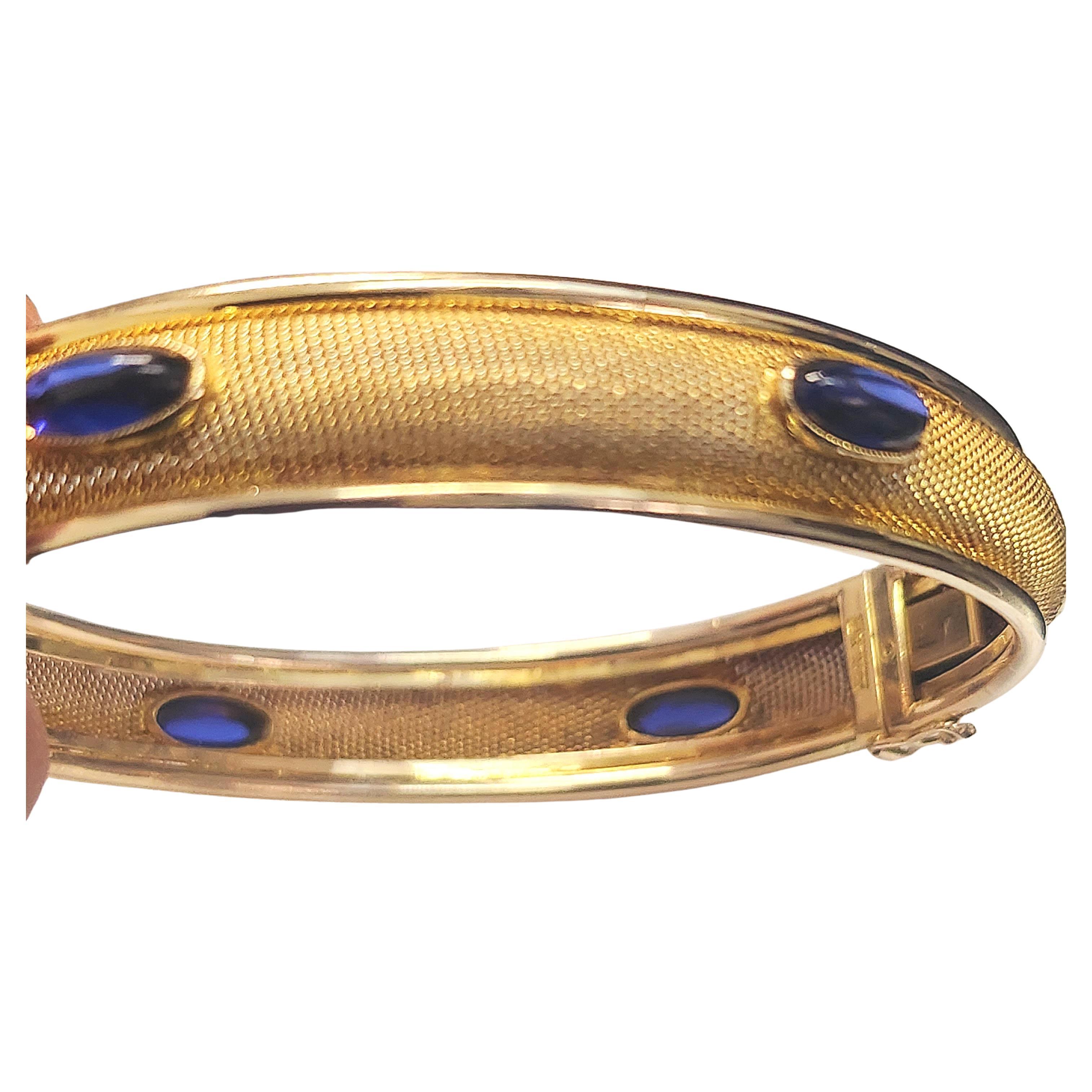 Bracciale italiano vintage in oro con zaffiro da 4 carati