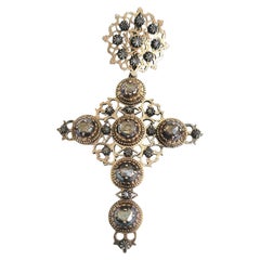 Antique 18th Century Rose Cut Diamond Cross Pendant