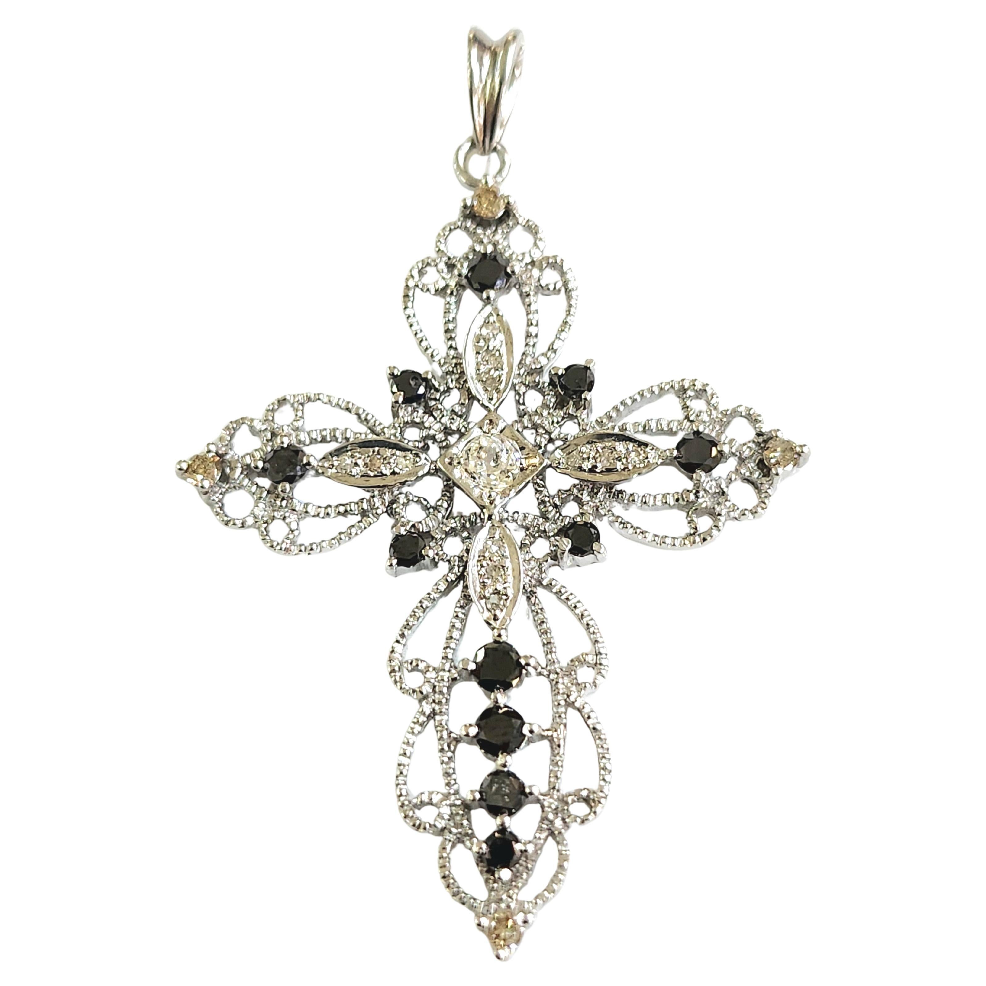 Vintage Diamond White Gold Cross For Sale