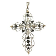 Vintage Diamond White Gold Cross