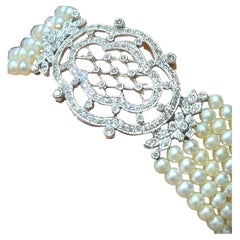 Bracciale d'oro con diamanti e perle Vintage Brilliante