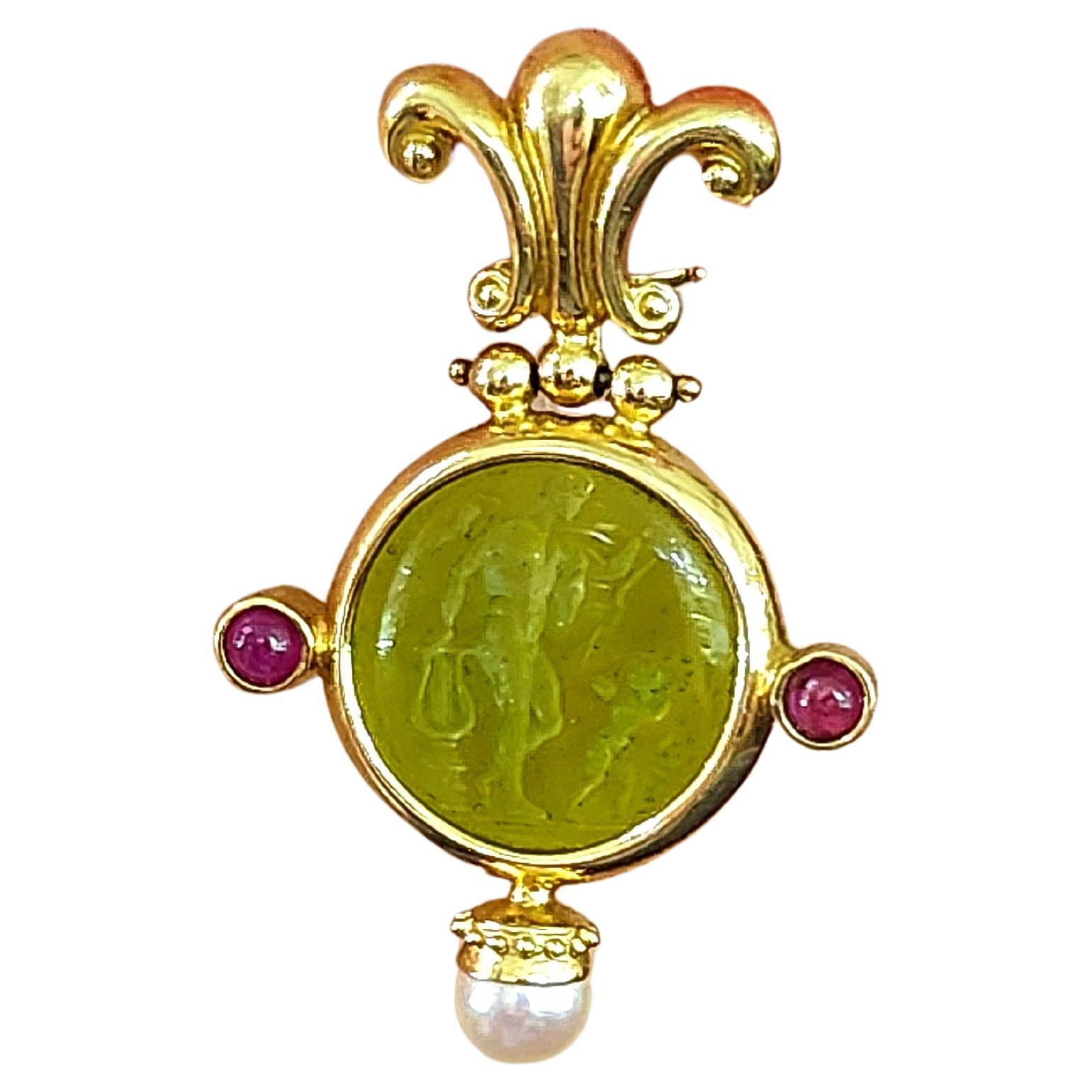 Vintage Italienisch Tagliamonte Cameo Gold Ohrringe im Angebot