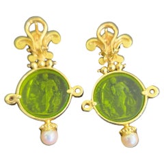 Vintage Italienisch Tagliamonte Cameo Gold Ohrringe