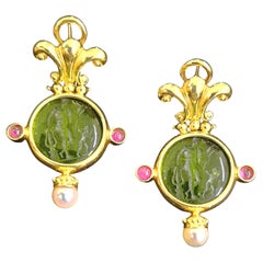 Boucles d
oreilles italiennes vintage en or avec camée Tagliamonte
