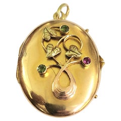 Antique Russian Demantoied Locket Gold Pendant