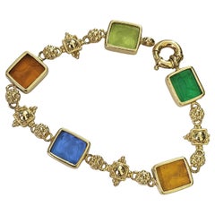 Tagliamonte vintage  Pulsera de eslabones de oro con camafeo de cristal veneciano