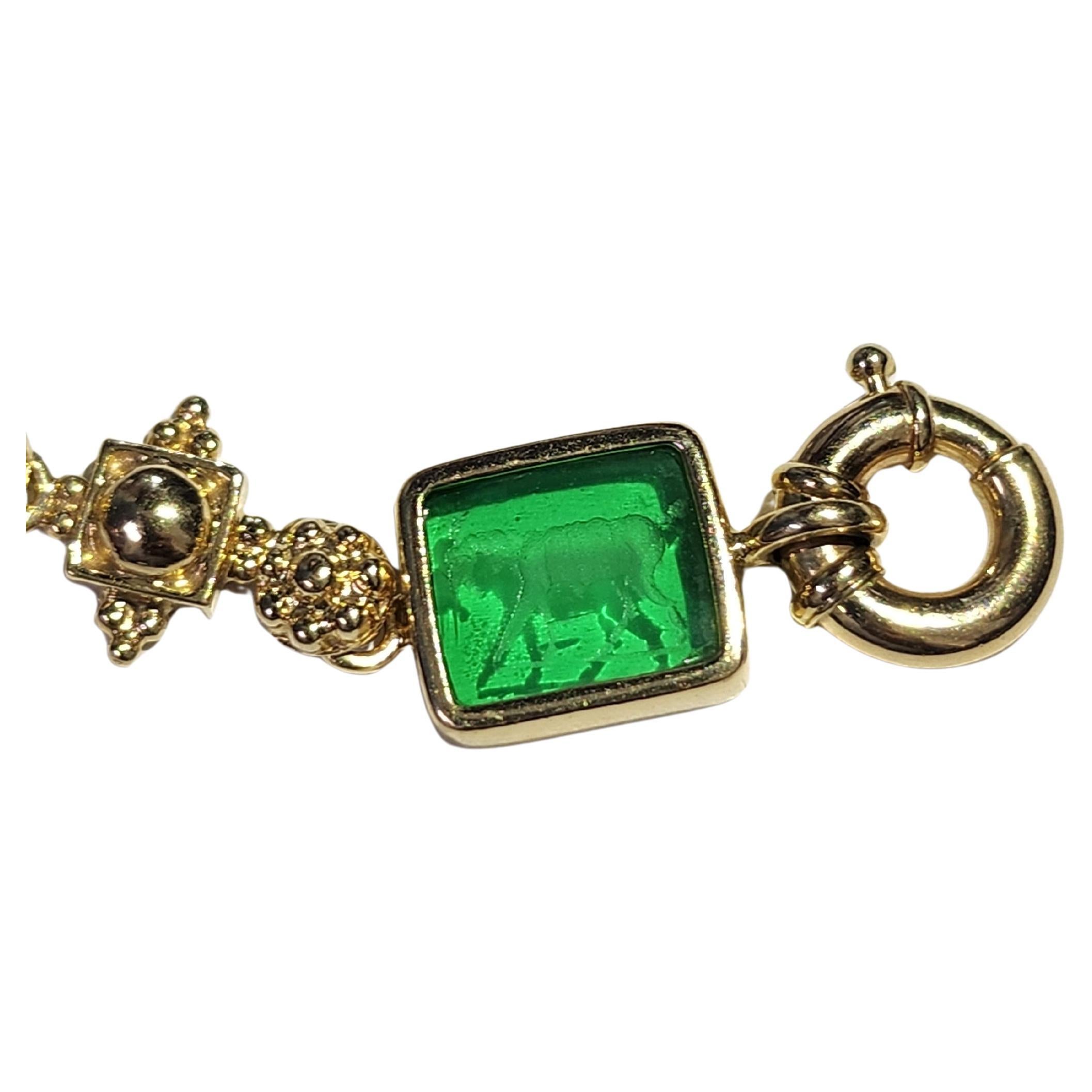 De las mujeres Tagliamonte vintage  Pulsera de eslabones de oro con camafeo de cristal veneciano en venta