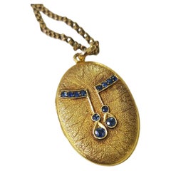 Antique Sapphire Russian Gold Locket Pendant