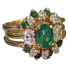 Vintage Smaragd und Diamant Gold Ring