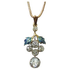 Pendentif en or Antque Russian 1.40 Carat Old Mine Cut Diamond