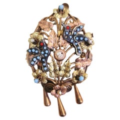 Antique Large Vectorian Swallow Bird Gold Locket Pendant