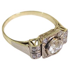 Anillo de oro con diamantes antiguos de 0,60 quilates de la década de 1920
