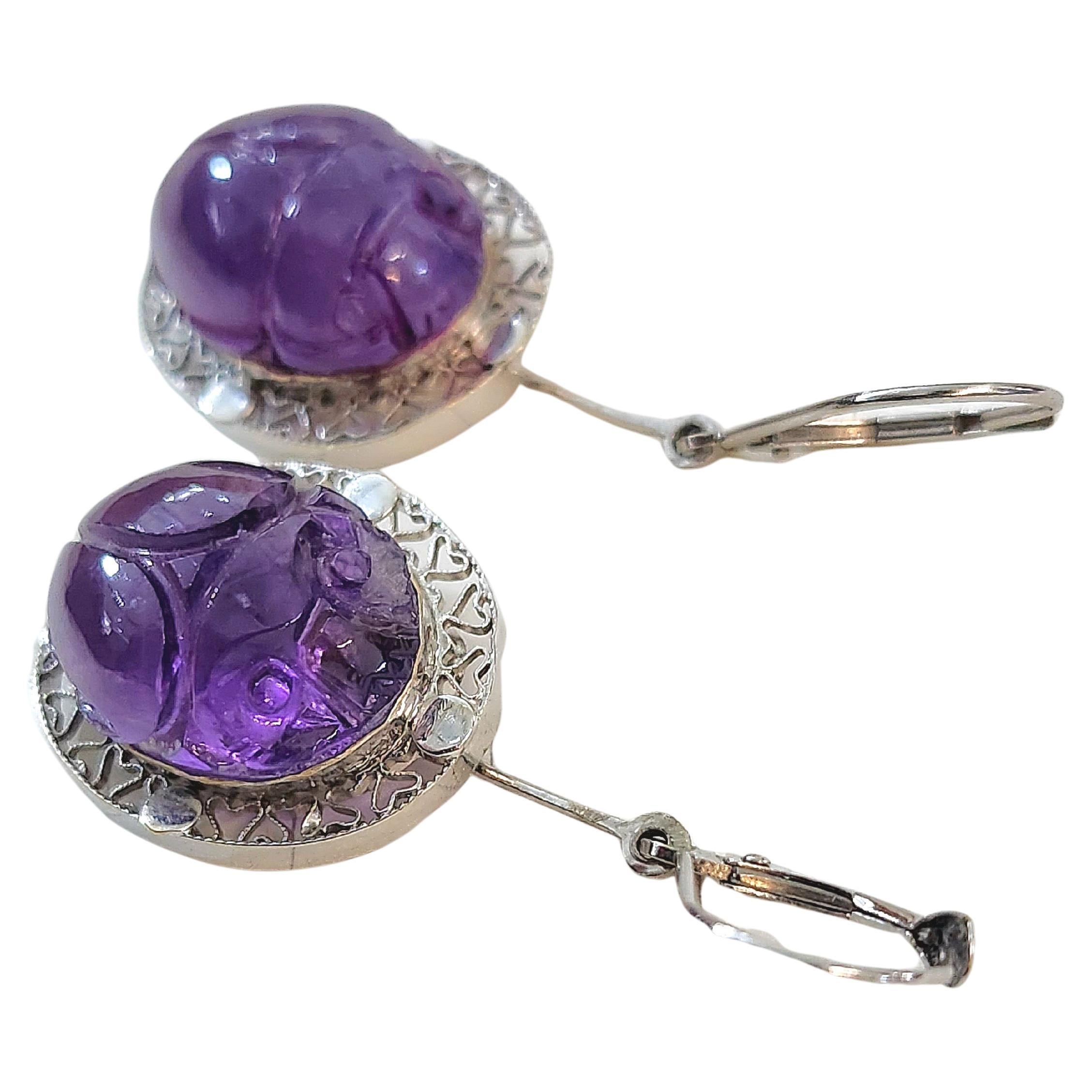 Orecchini d
oro Scarbe Amythist anni 
20 in vendita