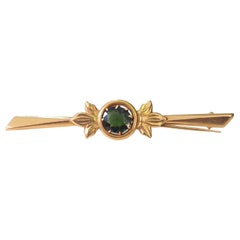 Antique 1920s 2 Carat Russian tourmaline Gold Brooch