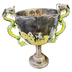 18th century Enamel Dragon Chinese Silver Jar