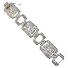 Art Deco 11 Karat Old Mine Cut Diamant Cluster Platin Armband