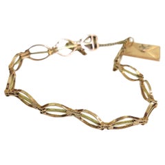 “Antique 1910 Russian 56 Gold Two Tone Link Bracelet with Charm”