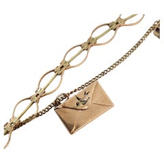 “Antique 1910 Russian 56 Gold Two Tone Link Bracelet with Charm”