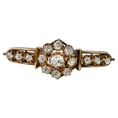 Broche en or avec diamant taillé dans une ancienne mine, Imperial Russian 1850s
