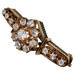 “Antique 14k Gold Brooch with 1.5ct Old Mine Cut Diamonds, Moscow 1850s”