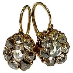 „Antike Ohrhänger aus 14-karätigem Gold mit Diamanten im Rosenschliff, Moskau, um 1800“