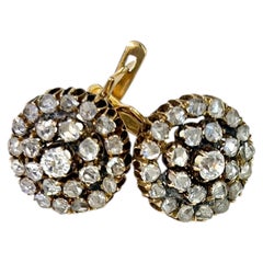 Pendientes colgantes antiguos de oro de 14k con diamantes, de alrededor de 1900, Europa