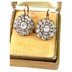 Boucles d'oreilles anciennes en or 14 carats avec un ensemble de diamants, Moscou, vers 1880, 5 carats