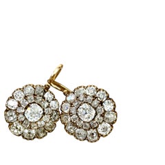 Boucles d'oreilles anciennes en or 14 carats avec un ensemble de diamants, Moscou, vers 1880, 5 carats