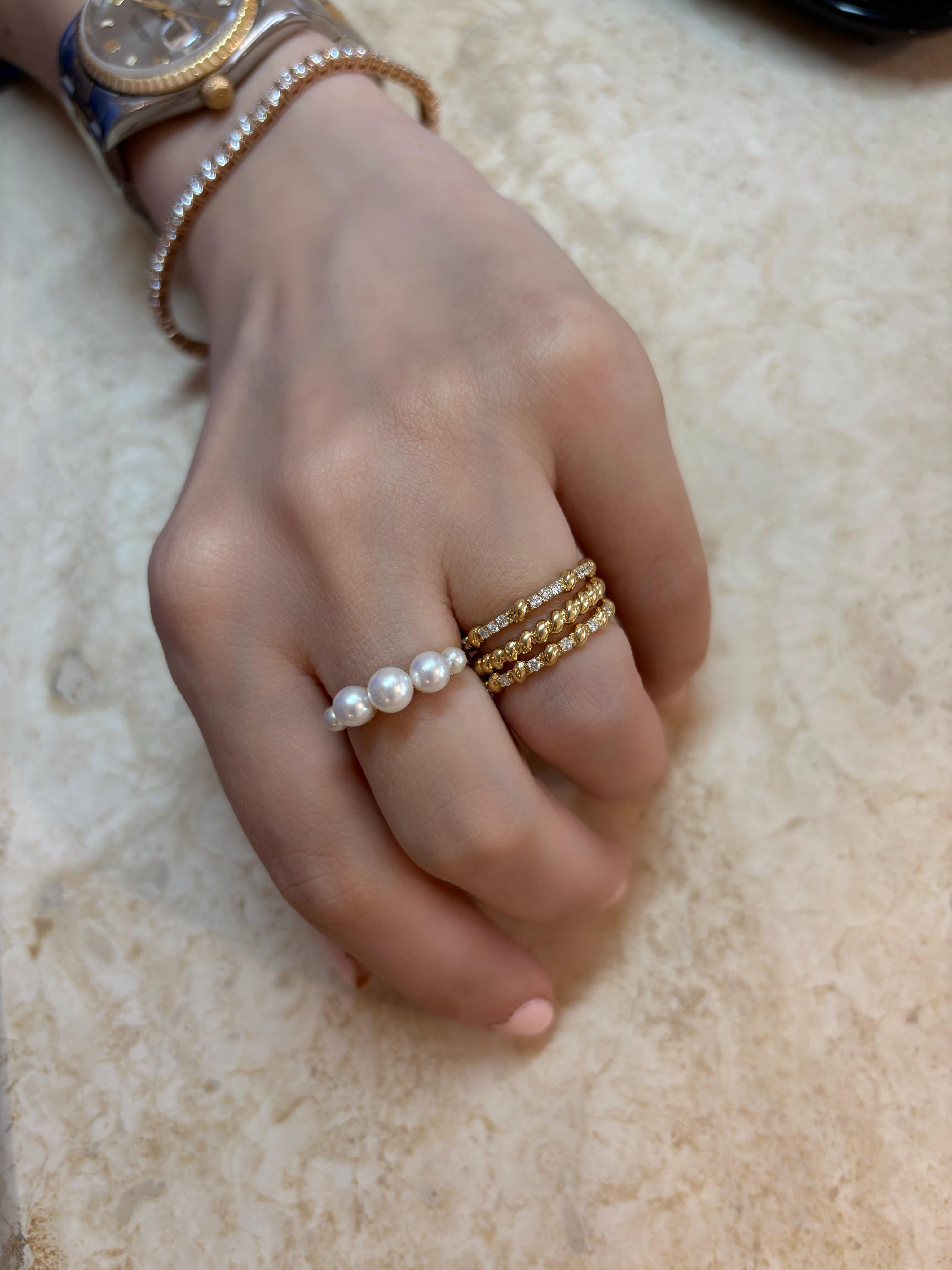 Im Angebot: Perlenring, 18 Karat Gold () 6