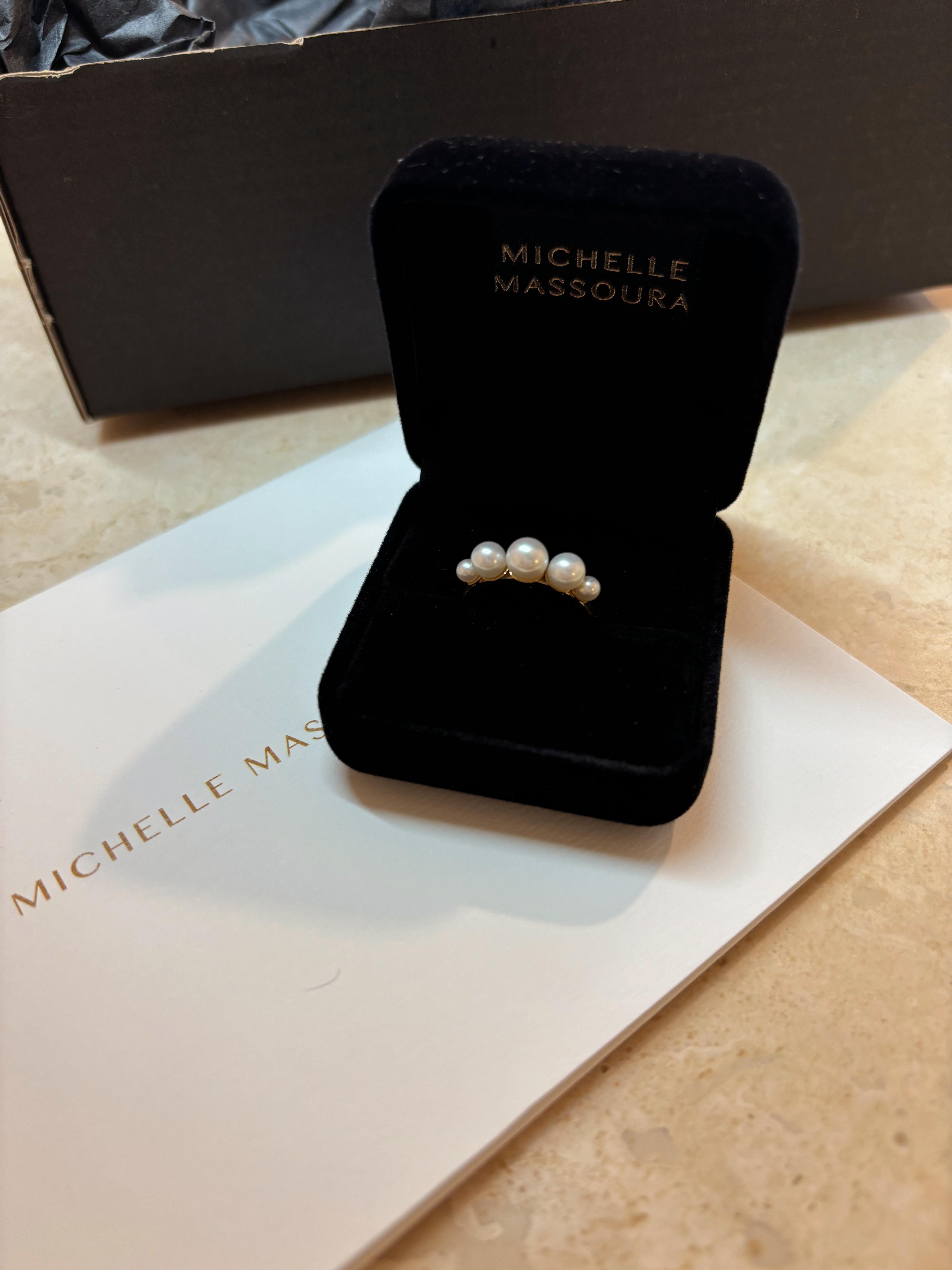Im Angebot: Perlenring, 18 Karat Gold () 7