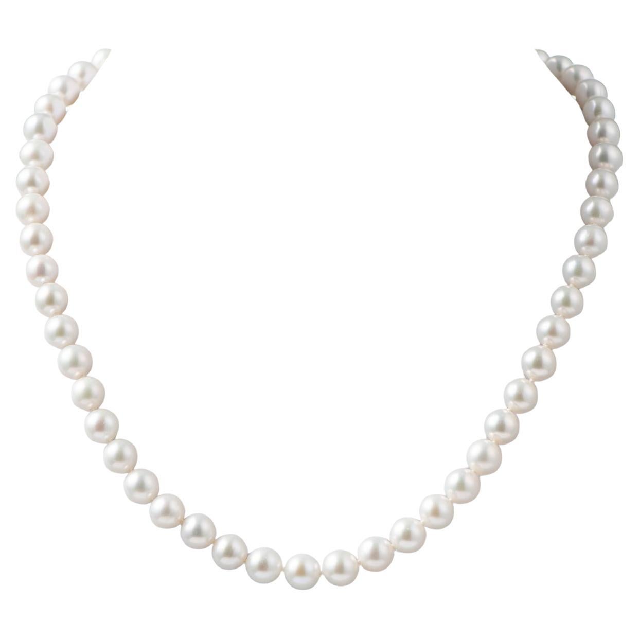 Collier de perles d'eau douce, or jaune 18 carats, 7,7,5 mm