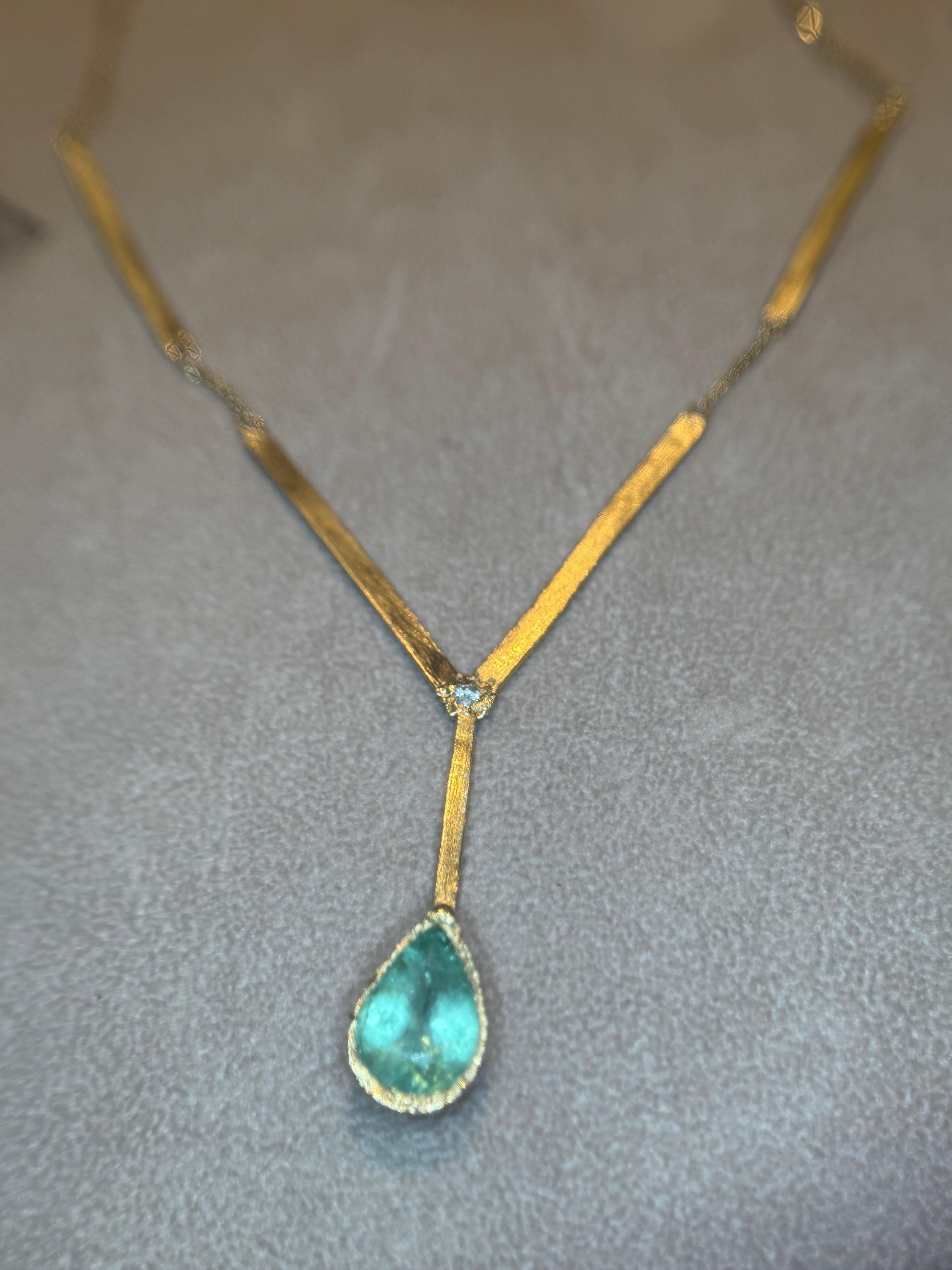 Leto Lama Ocean Drop - Collana di diamanti con tormalina Paraiba da 3,63 carati - Oro 18 carati in vendita 2