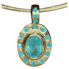 Leto Lama Neon Blue Brazilian Paraiba Tourmalines and Mozambique Oval Necklace