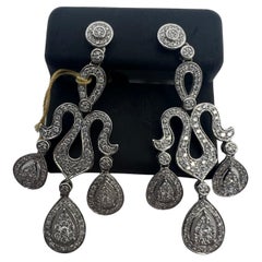 14k White Gold Diamond 1.25 Carats Chandelier Earrings