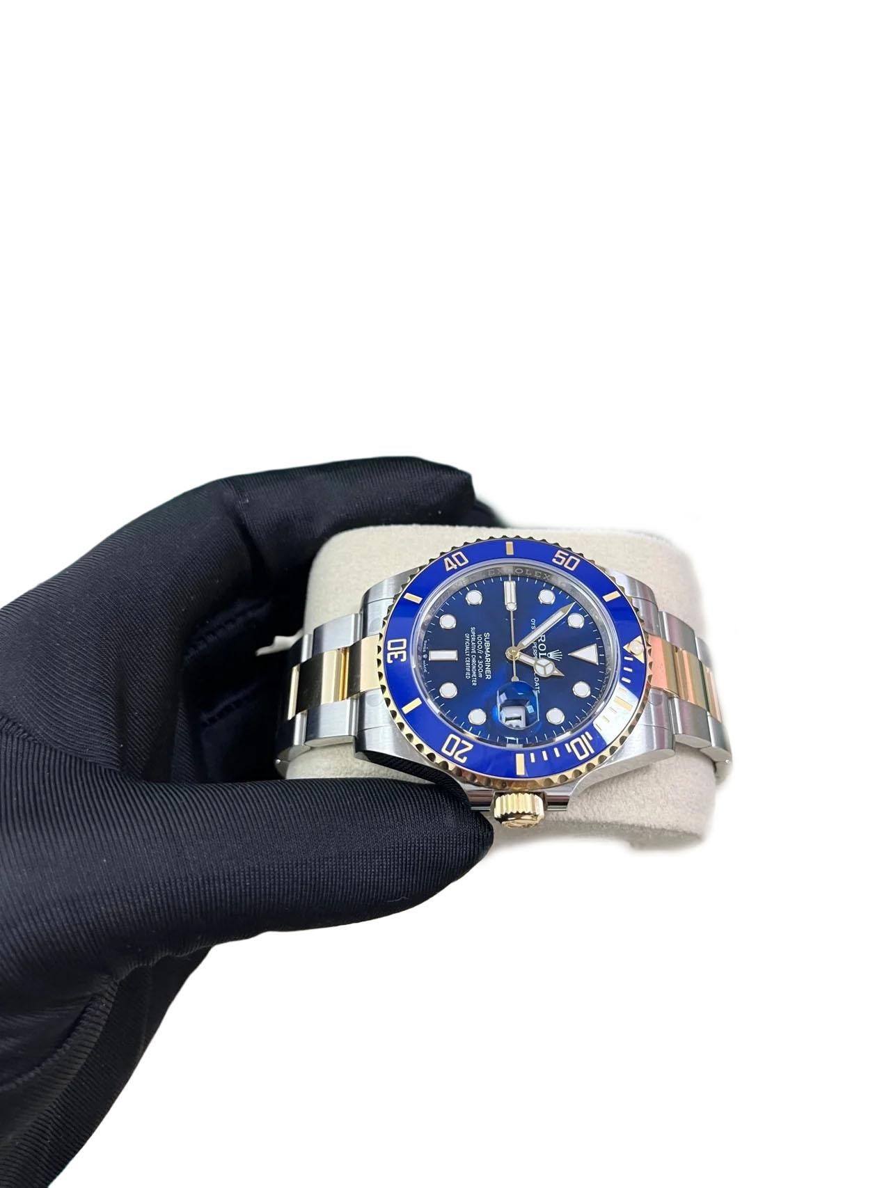 Stile impero Rolex Submariner in oro e acciaio - Quadrante blu - Lunetta in ceramica (Ref# 126613LB) in vendita