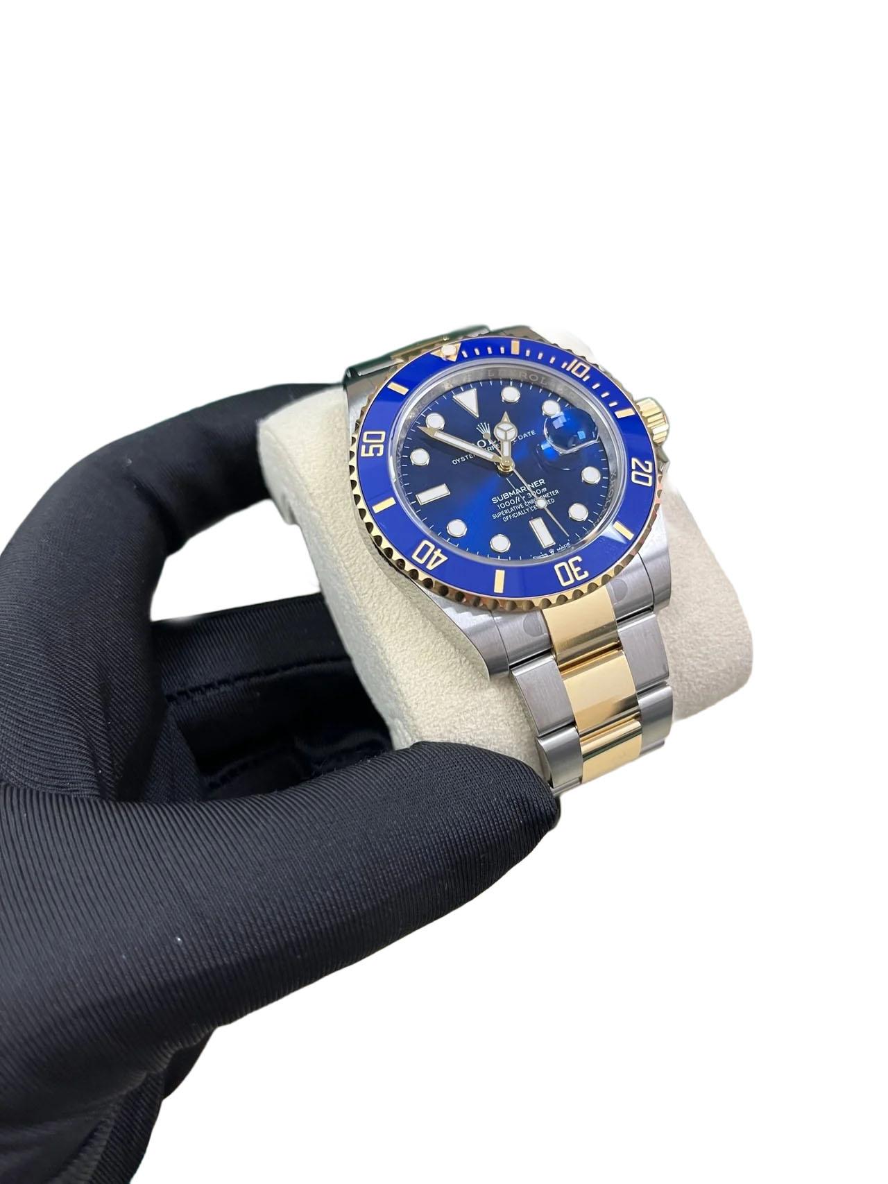 Uomo Rolex Submariner in oro e acciaio - Quadrante blu - Lunetta in ceramica (Ref# 126613LB) in vendita