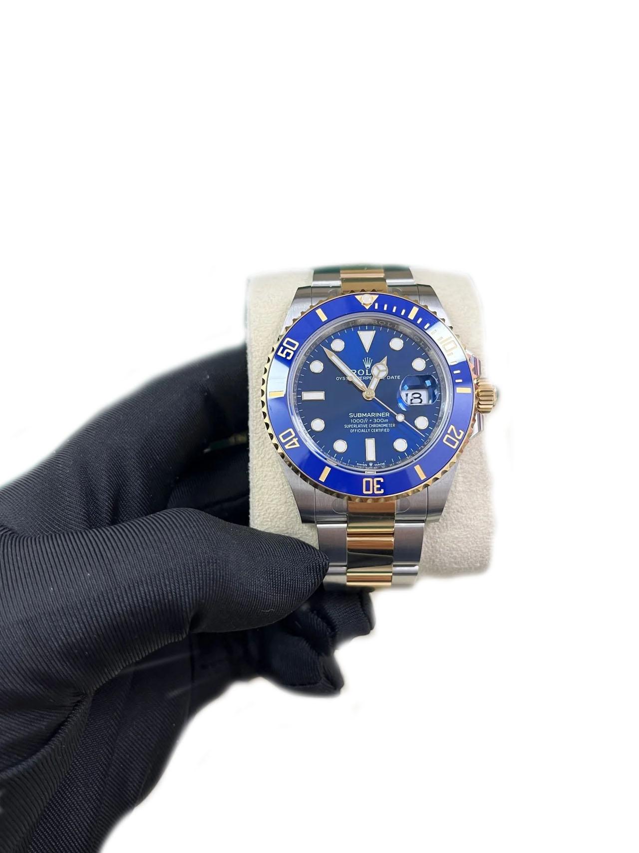 Rolex Submariner in oro e acciaio - Quadrante blu - Lunetta in ceramica (Ref# 126613LB) in vendita 4